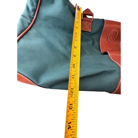 Vintage 90s Hunter Green Brown Leather Ralph Lauren Polo Travel Duffle Bag - Picture 12 of 15